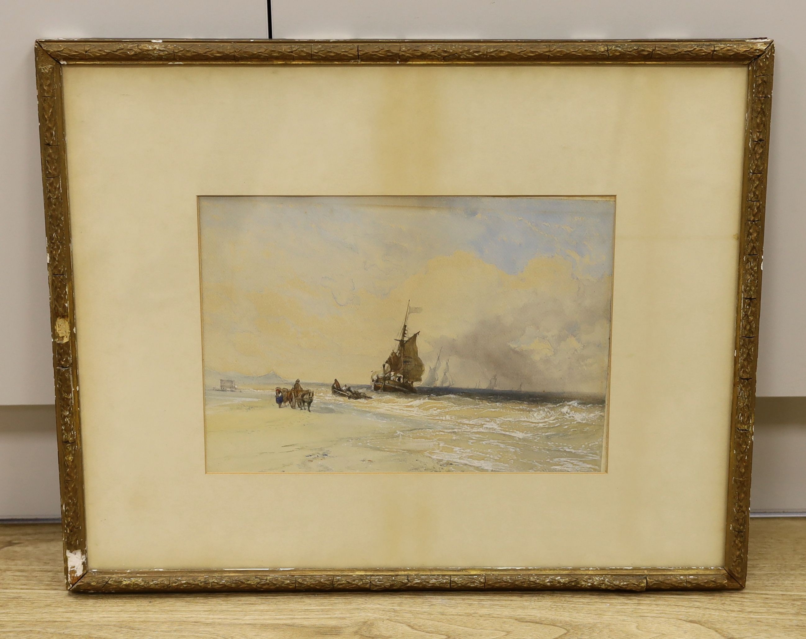 Charles Bentley (1806-1854), watercolour, 'Bamborough Point, Northumberland', signed with artist's label verso, 25 x 35cm